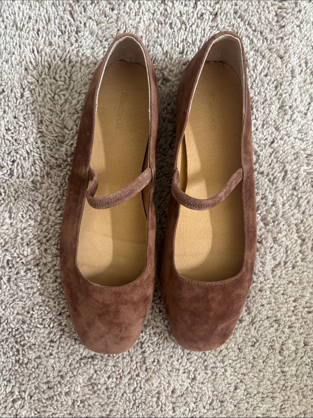 Madewell Brown Suede Mary Jane Flats - Women's Comfortable Slip-On Shoes